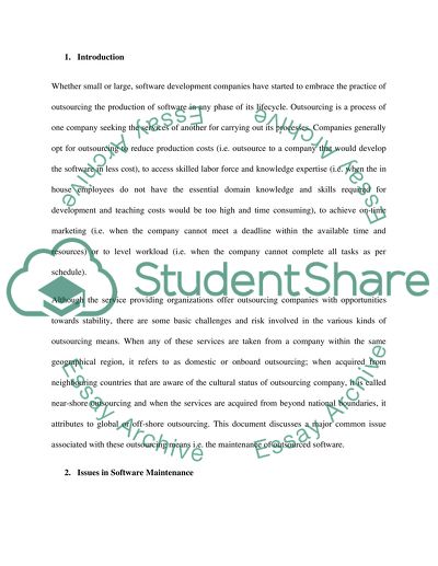 Outsourcing and Risks.Outsourced Software Products