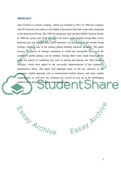 Global Business Strategy - Lafarge