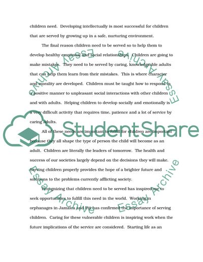 Children needing serviced