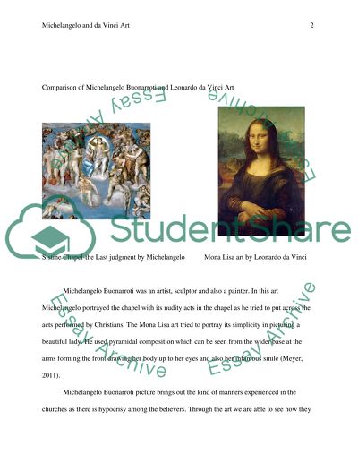 One Work of Art from Michelangelo Buonarroti and One work of Art from Leonardo da Vinci