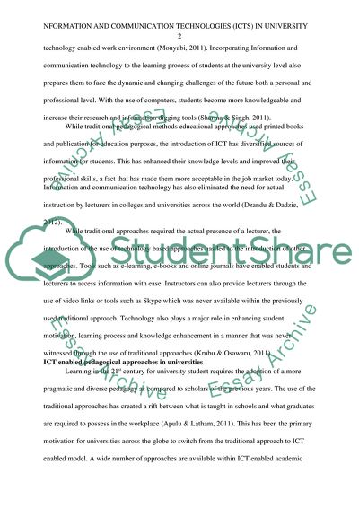 Information and Communication Technologies (Icts) In University