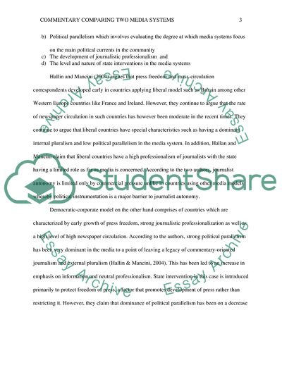 Commentary Comparing Two Media Systems
