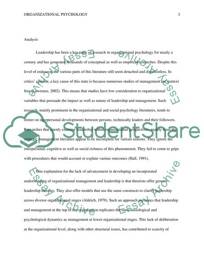 The Function Of Organizational Psychology