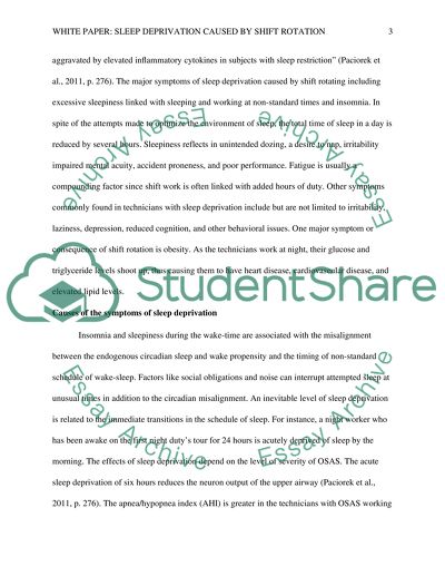 White Paper: Sleep Deprivation Caused by Shift Rotation