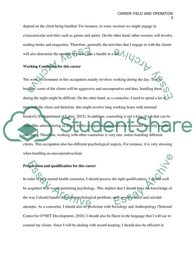 Career Exploration - Medical Health Counseling