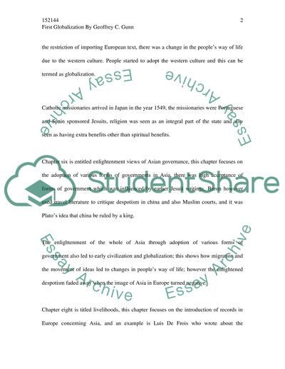 Analysis of the book First Globalization by Geoffrey C. Gunn