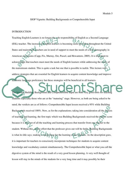 Building Background and Comprehensible Input