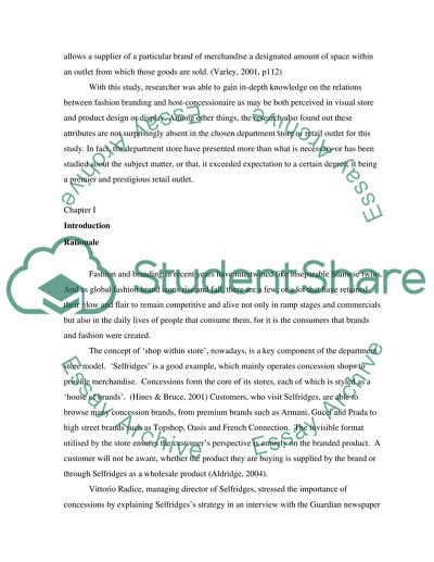 An investigatin into the brand identity of fashion concessions in UK department store