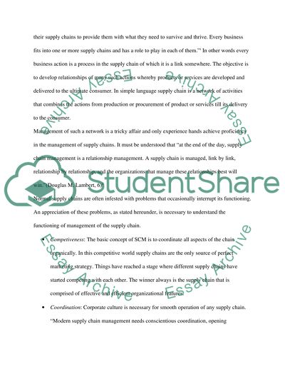 Coordination of Supply Chain Management