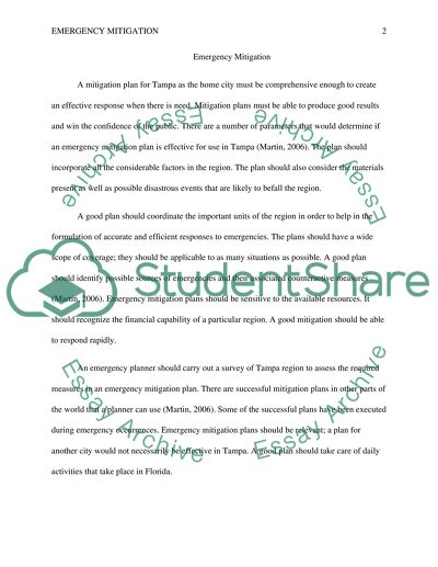 A Mitigation Plan for Tampa