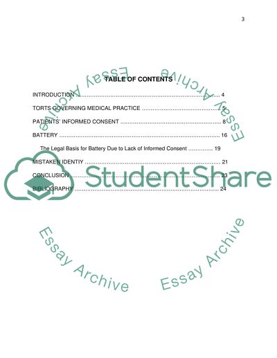 Law and medicine: Informed consent, battery and mistaken identity