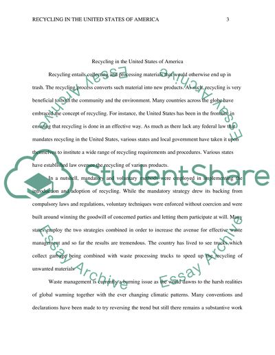 Advantages of Recycling in the United States of America