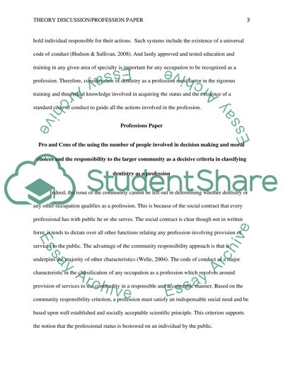 Definition of a Profession and Professionalism