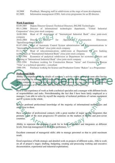 Searching for a Position of IT Director