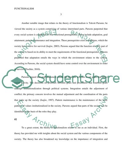 Functionalism essay sample picture