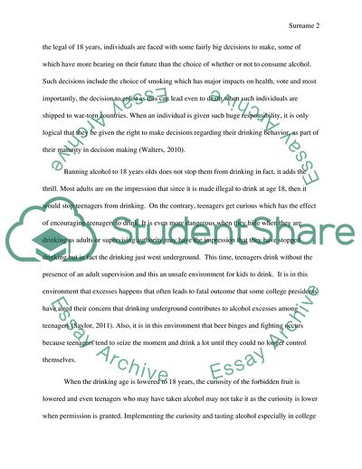 Lowering Drinking Age in the US