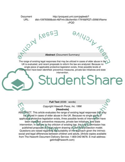 Legal policy and organisational framework