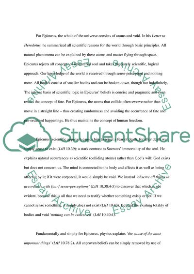 Ancient Greek Philosophy: Socrates in the Phaedo/Aristotle/Epicurus/the Stoics/Plotinus- choose 3