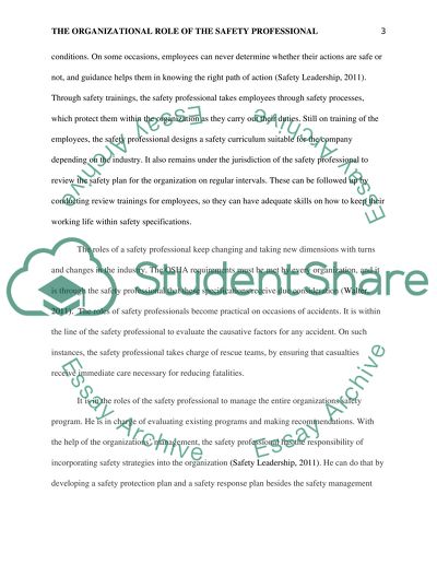 The Organizational Role of the Safety Professional