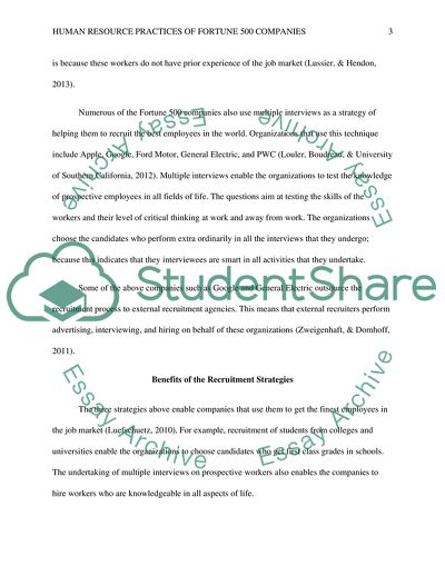 Human Resource Practices of Fortune 500 Companies