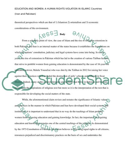 ACCESS TO EDUCATION AS A WOMENS RIGHTS VIOLATION IN IRAN AND PAKISTAN