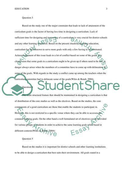 Goals of Designing a Curriculum
