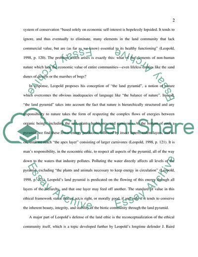 Comparative Anaylsis: Leopolds Land Ethic and Callicotts In Defense of the Land Ethic