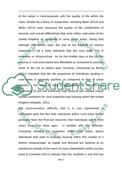 Rural Housing and Government Related Supply in the UK