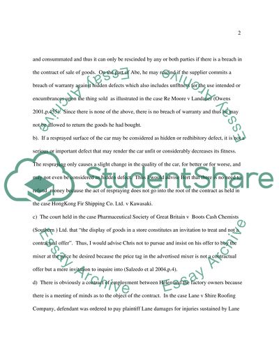 Contract Law Questions