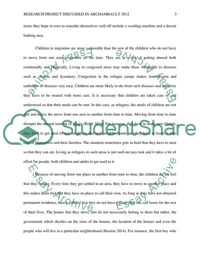 Children as a Special Category of Refugees