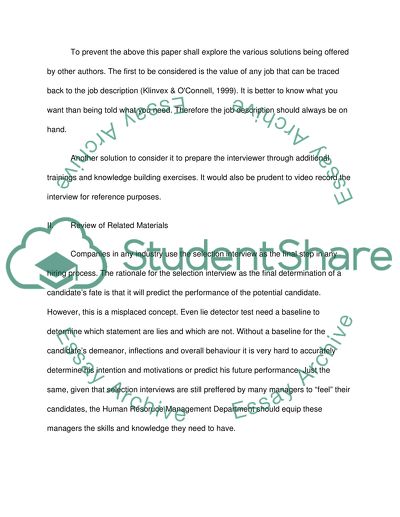 Selection Interview as an Effective Employee Selection Practice