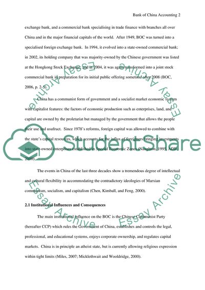 Accounting Standards at Bank of China