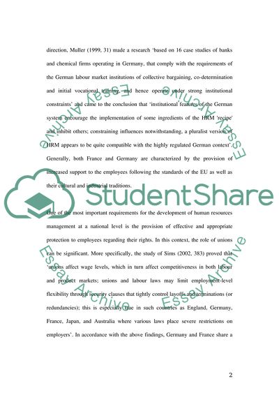 Employee Relations in Germany and France