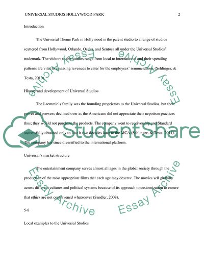 Powerpoint on Universal Studios Hollywood Park (see other instructions )