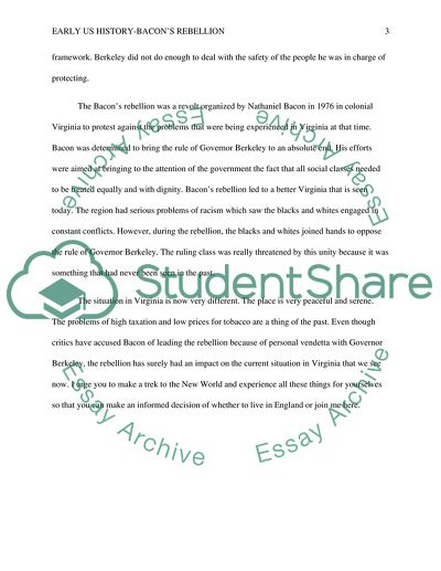 EARLY US HISTORY Bacons Rebellion