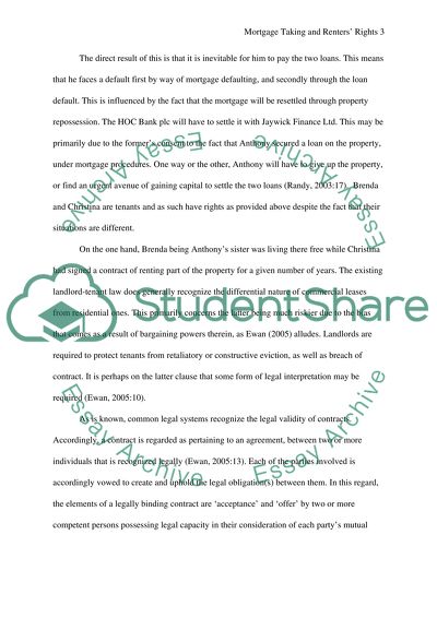 Mortgage Taking and Renters Rights