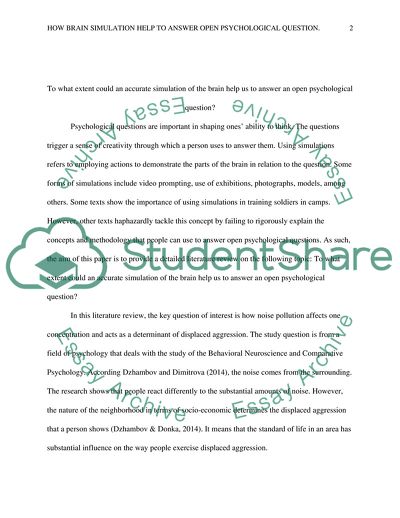 To What Extent Could an Accurate Simulation of the Brain Help Us to Answer an Open Psychological Question