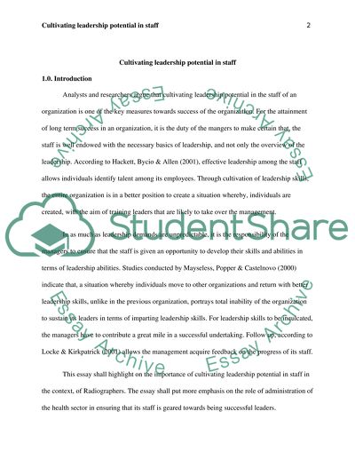 Cultivating leadership potential in staff