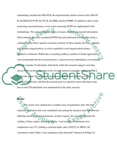 Conscientiousness and Obsessive-Compulsive Personality Disorder