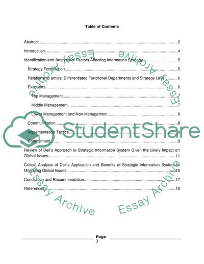 Dells Approach to Strategic Information System