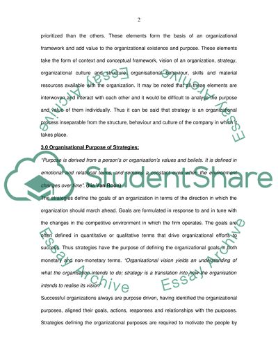 The Nature, Purpose, Formulation and Changes in Organisational Strategy