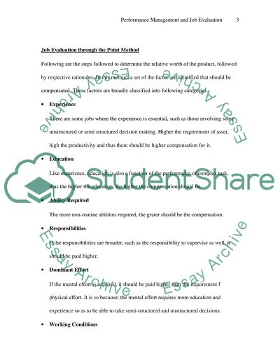 Performance Management and Job Evaluation