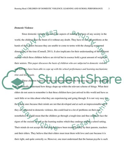 Children of Domestic Violence: Learning and School Performance