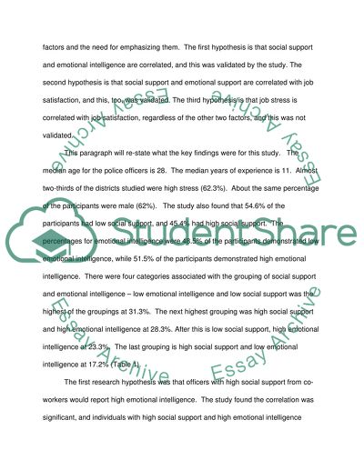 The Effect of Social Support, and Emotional Intelligence on Job Satisfaction