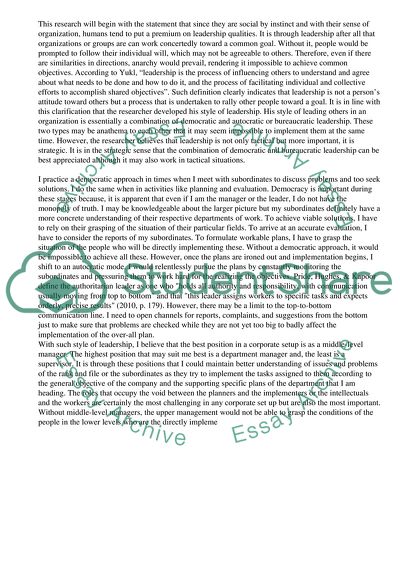 The ideal leadership position