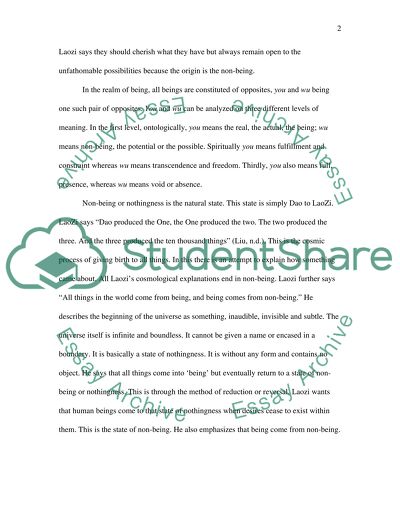 Being and Non-Being in Lao-zis Concept