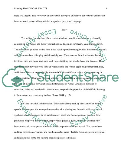 Comparative vocal tract between human and chimps that related to speech