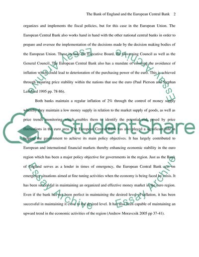 The Role and Main Functions of the Bank of England and the European Central Bank