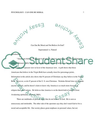 Morality and Faith in God