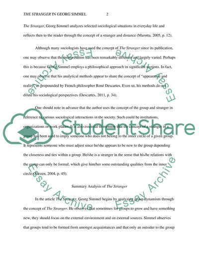 Writing a Critical Review of a Theoretical text: THE STRANGER IN GEORG SIMMEL